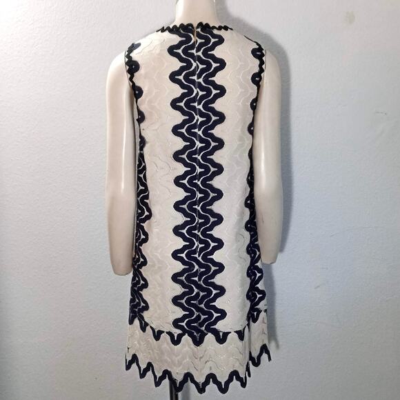 Kate Spade Shift Dress Sleeveless Lined S XS Black Blue White Lace Retro Ric Rac - Picture 2 of 7